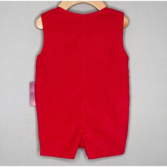 NWT Nantucket Kids Red Corduroy Kennedy Jon Jon Romper Boys 9-12 Mo - Picture 3 of 4